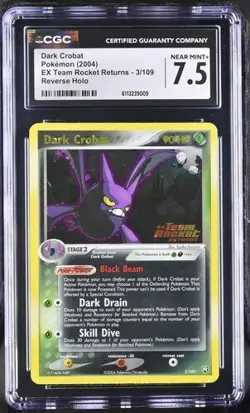 CGC 7.5 Pokemon Dark Crobat 3/109 2004 EX Team Rocket Returns Rare Reverse Holo - Image 1