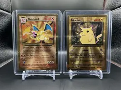 Pokemon Celebrations Gold Metal Charizard & Pikachu Cards 25th Anniversary Base - Image 1