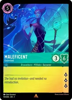 Disney Lorcana Maleficent Uninvited 151/204 Cold Foil The First Chapter TCG NM - Image 1