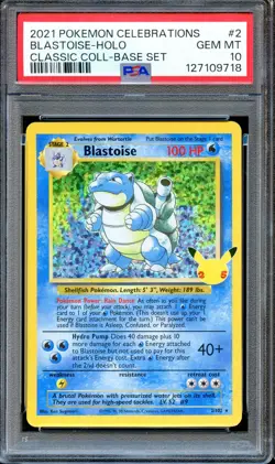 PSA 10 Blastoise 2/102 Celebrations Classic Collection Pokemon Card GEM MINT - Image 1
