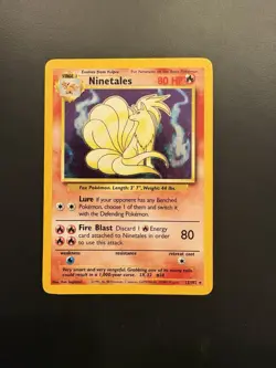 Pokemon TCG Ninetales Holo Rare Card Base Set 12/102, 1999 - Image 1