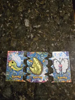 Topps Pokemon Tv Caterpie Metapod Butterfree #12 Rare Die-cut embossed card Set - Image 1