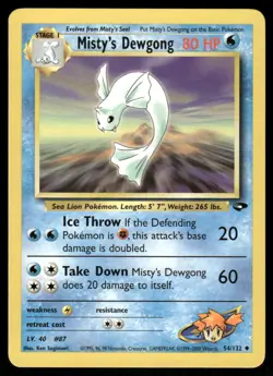 Pokemon Cards Misty's Dewgong 54/132 UNLIMITED Gym Challenge WOTC Uncommon NM - Image 1