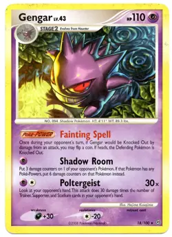 Pokemon Card Gengar 18/100 D&P Stormfront Non-Holo Rare H2 - Image 1