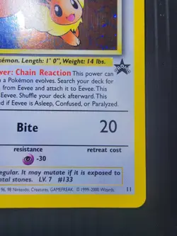 Pokemon Eevee TCG #11 Black Star Holo Promo Card 1999 WOTC - Image 2