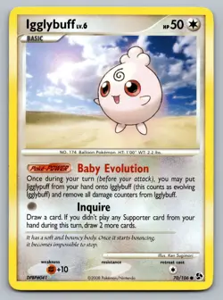 Pokemon TCG Great Encounters Igglybuff 70/106 - Image 1