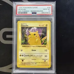 PSA 10 PIKACHU RED CHEEKS SHADOWLESS 1999 POKEMON GAME BASE SET 58 GEM MINT - Image 1
