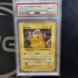PSA 10 PIKACHU RED CHEEKS SHADOWLESS 1999 POKEMON GAME BASE SET 58 GEM MINT - Image 3