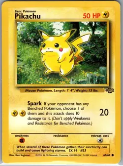 Pikachu 60/64 Non Holo Jungle - Pokemon Card - MP - Image 1