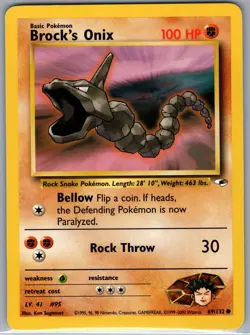 Brock's Onix 69/132 Non Holo Gym Heroes - Pokemon Card - NM - Image 1