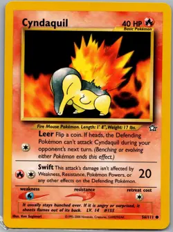 Cyndaquil 56/111 Non Holo Neo Genesis - Pokemon Card - NM - Image 1