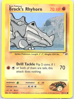 Brock's Rhyhorn 70/132 Non Holo Gym Heroes - Pokemon Card - LP - Image 1
