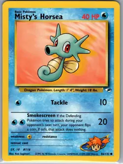 Misty's Horsea 86/132 Non Holo Gym Heroes - Pokemon Card - NM - Image 1