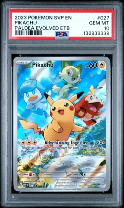 2023 POKEMON SVP EN-SV BLACK STAR PROMO #027 PIKACHU PSA 10 - Image 1