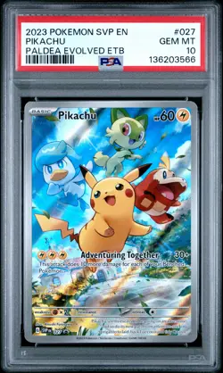 2023 POKEMON SVP EN-SV BLACK STAR PROMO #027 PIKACHU PSA 10 - Image 1
