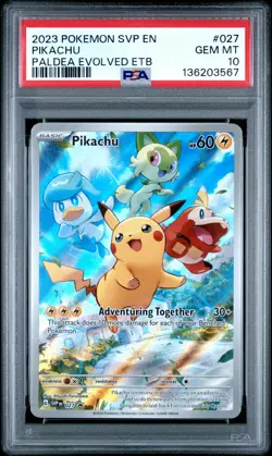 2023 POKEMON SVP EN-SV BLACK STAR PROMO #027 PIKACHU PSA 10 - Image 1