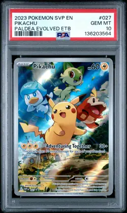 2023 POKEMON SVP EN-SV BLACK STAR PROMO #027 PIKACHU PSA 10 - Image 1