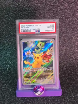 2023 POKEMON SVP EN-SV BLACK STAR PROMO #027 PIKACHU PALDEA EVOLVED ETB PSA 10 - Image 1
