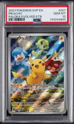 2023 POKEMON SVP EN-SV BLACK STAR PROMO #027 PIKACHU PSA 10 - Image 1