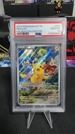 2023 POKEMON SVP EN-SV BLACK STAR PROMO #027 PIKACHU PSA 10 - Image 1