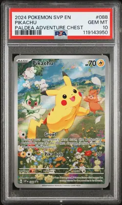 2023 POKEMON SVP EN-SV BLACK STAR PROMO #027 PIKACHU PALDEA EVOLVED ETB PSA 10 - Image 1