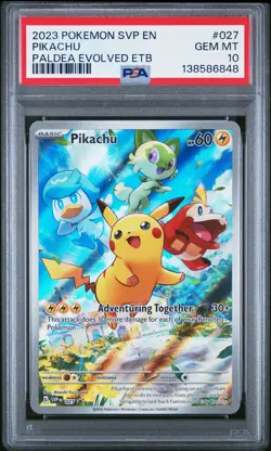 2023 POKEMON SVP EN-SV BLACK STAR PROMO #027 PIKACHU PSA 10 - Image 1