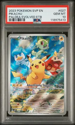 2023 POKEMON SVP EN-SV BLACK STAR PROMO #027 PIKACHU PSA 10 - Image 1