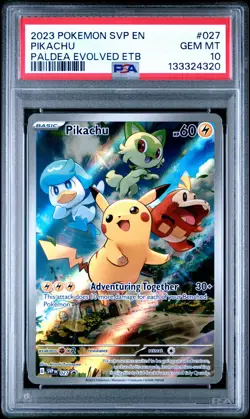 2023 POKEMON SVP EN-SV BLACK STAR PROMO #027 PIKACHU PSA 10 - Image 1