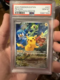 2023 POKEMON SVP EN-SV BLACK STAR PROMO #027 PIKACHU PSA 10 - Image 1