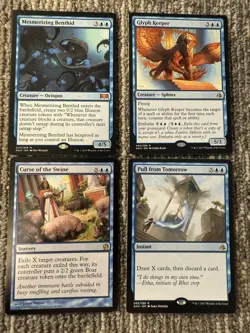 MTG Magic The Gathering Lot 4 Blue Rare Cards Mesmerizing Benthid Glyph Keeper - Image 1