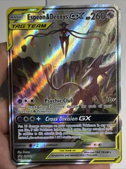 Pokemon TCG Espeon & Deoxys GX SM240 Black Star Promo Holo Card - Image 1