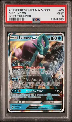 🔥2018 POKEMON LOST THUNDER SUICUNE GX HOLO 60/214 PSA 9 MINT🔥 - Image 1