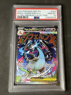 2025 POKEMON MEP EN-ME BLACK STAR PROMO #023 MEGA CHARIZARD X EX PSA 10 - Image 1