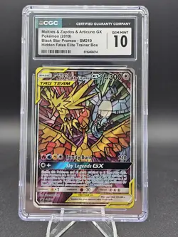 CGC 10 Pokemon Card: Moltres & Zapdos & Articuno GX SM210 - Image 1