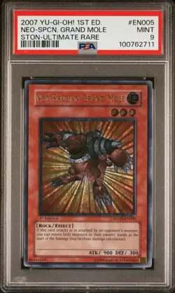 2007 YU-GI-OH! STON-STRIKE OF NEOS #EN005 NEO-SPACIAN GRAND MOLE PSA 9 - Image 1