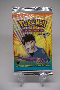 21.10g Pokemon TCG Gym Heroes 1st Edition Booster Pack Brock WOTC 1999 SEALED - Image 2