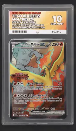 Team Rockets Moltres Ace 10 Gem Mint Stamped UPC Promo 208/182 Pokemon TCG CARD - Image 1