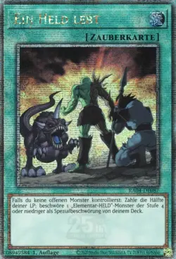 yugioh Ein Held lebt RA04-DE087 Quarter Century Secret Rare - Image 1