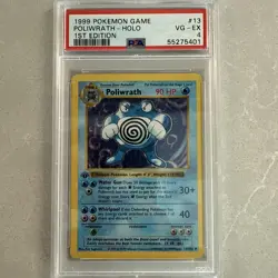 1999 Pokemon Base Set 1st Edition Shadowless Poliwrath 13/102 Holo RARE PSA 4 - Image 1