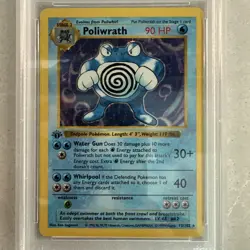 1999 Pokemon Base Set 1st Edition Shadowless Poliwrath 13/102 Holo RARE PSA 4 - Image 2
