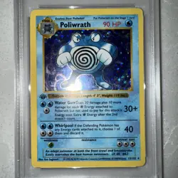 1999 Pokemon Base Set 1st Edition Shadowless Poliwrath 13/102 Holo RARE PSA 4 - Image 3