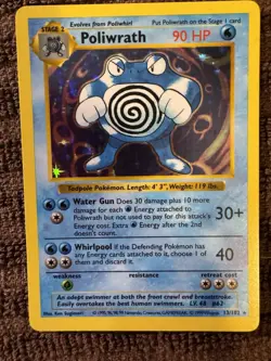 Pokemon Card Poliwrath Base Set Shadowless 13/102 Holo Rare 90 HP Wizards 1999 - Image 1