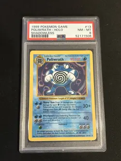 Pokemon PSA 8 Shadowless Base Set Poliwrath Holo Rare (13/102) NM-MT - Image 1