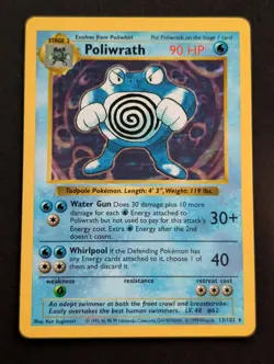 Poliwrath 13/102 Shadowless Base Set Holo Rare WOTC Vintage 1999 Pokemon MP - Image 1