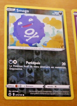 POKEMON ZENITH SUPREME FRANCAISE CARD REVERSE HOLO CARTE SMOGO 075/159 FR NM - Image 1