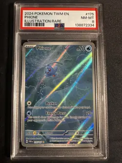 Phione Twilight Masquerade Pokemon TCG Card 175/167 PSA 8 Illustration Rare - Image 1