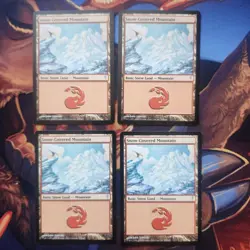 Snow-Covered Mountain x4 Coldsnap Magic The Gathering light/moderate play - Image 1