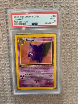 1999 Pokemon Gengar Fossil 1st Edition PSA 9 Mint Card 20/62 - Image 1