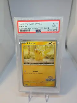 2025 POKEMON SVP EN-SV BLACK STAR PROMO ILLUSTRATION CONTEST 2024 PIKACHU PSA 9 - Image 1