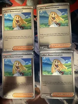 Pokemon 4x Lillie's Determination REVERSE HOLO 119/132 Mega Evolution Playset NM - Image 1